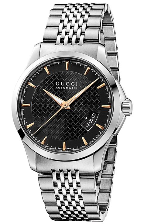 gucci g-timeless automatic men's stainless steel black dial ya126420|gucci watches for men uk.